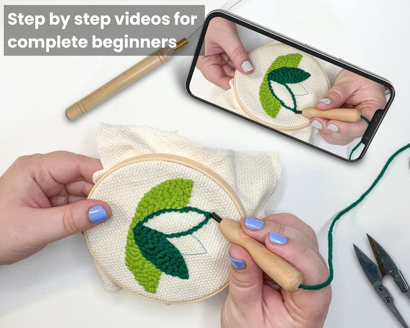 Dabline Punch Needle Kit for Beginners and Adults | Stress Relief DIY Craft - Complete Punch Needle Starter Kit with Designs & Supplies - Image 3